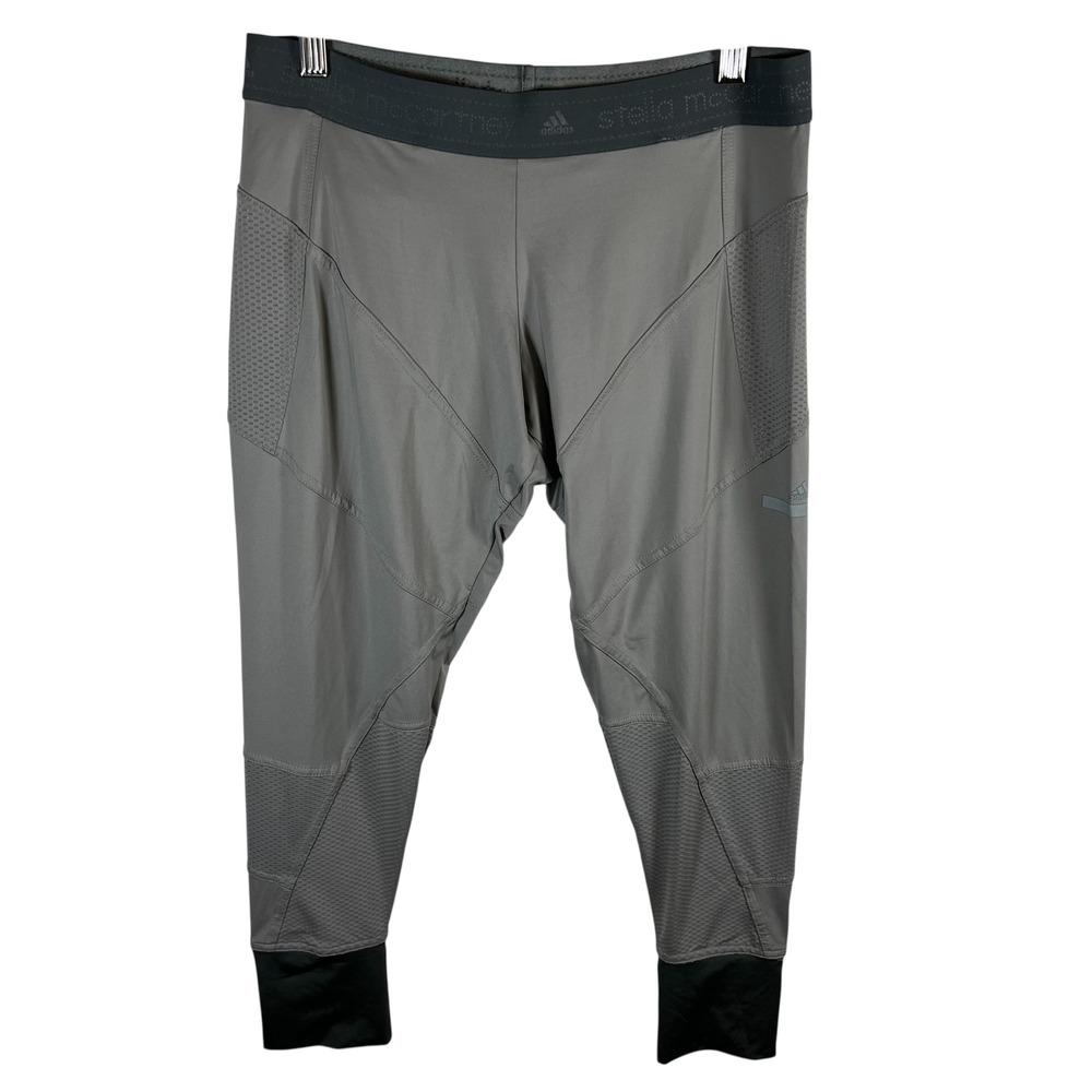 Adidas Stella McCartney Grey Mesh Panel Running Leggings Tights Womens Medium